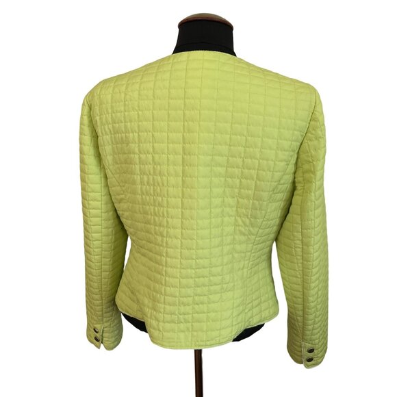 Chico's Neon Green Quilted Zip-Up Jacket Size 1 (Small) Women's Outerwear - Picture 3 of 7